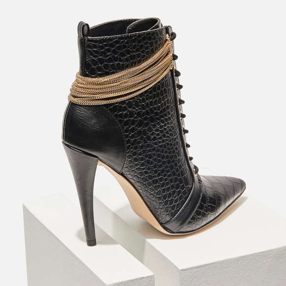 Chain Detail Stiletto Bootie - Picture 7 of 17